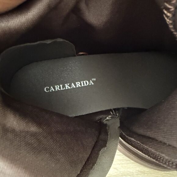 Women's Fashion Thick Heel Riding Boots Grey/brown Side Zipper Durable Size 9 - Picture 8 of 17